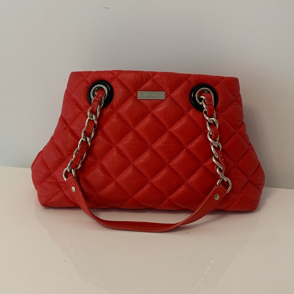 Kate Spade Red Quilted Leather Handbag with chain